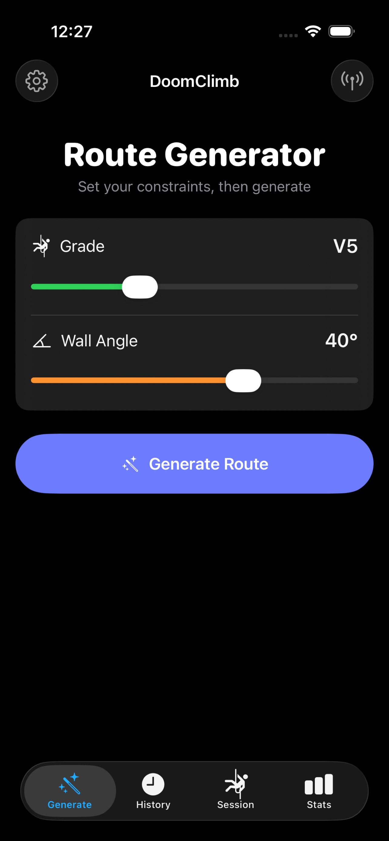 DoomClimb screen: Tap once.